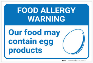 Warning: Food Allergy Warning Food May Contain Egg with Icon Landscape - Label